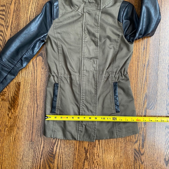 H&M Army Green Jacket Faux Leather Sleeves - US 2 - Picture 15 of 15